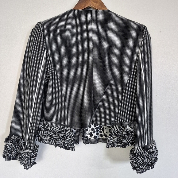 Gianfranco Ferre Italy Designer Checked Silk Lined Crop Jacket Size 42 - Picture 8 of 13